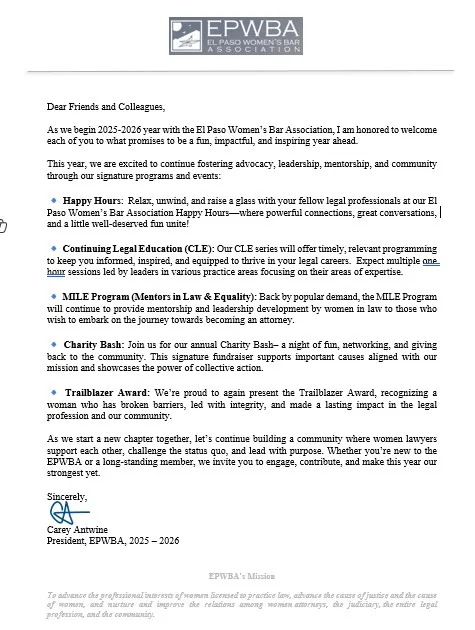 Letter from the President